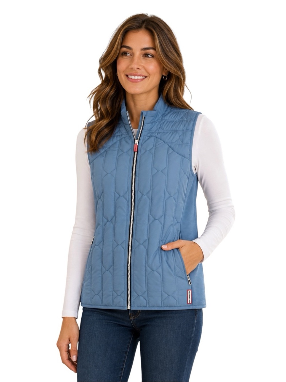 Hunter Original Women’s Quilted Vest Size L Blue Sleeveless Zip Front